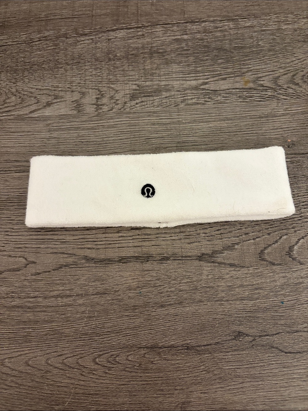 lululemon athletica White Terry Headband with Logo Emblem